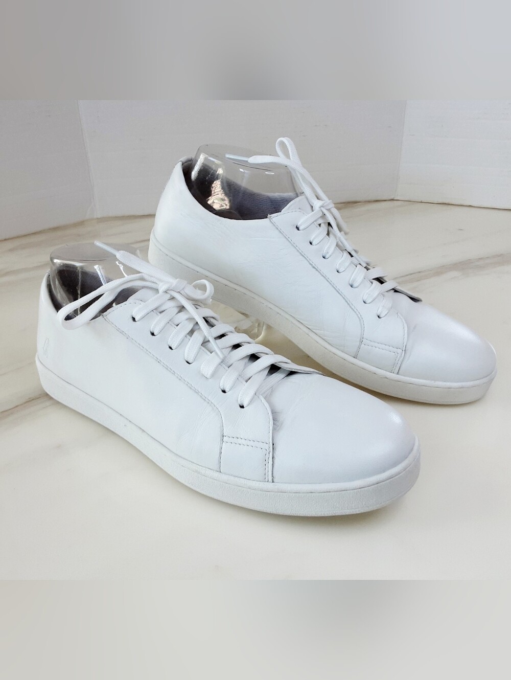 HUSH PUPPIES Bounce White Leather Low-Top Minimalist Sneakers Sz 11